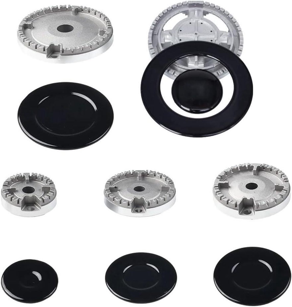 Kookplaat Kap Set - Brander Deksel - Gelijkmatige Hitte - Universele Pasvorm - 5.5-13cm Diameter - Zilverkleurig