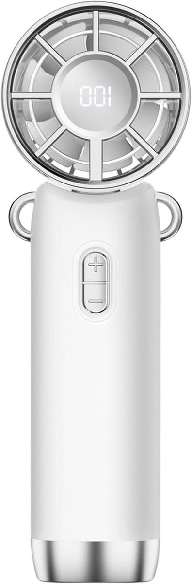 Draagbare Handventilator - Compacte Ventilator - Persoonlijke Verkoeling - Digitaal Display - 17.3 cm - Zwart
