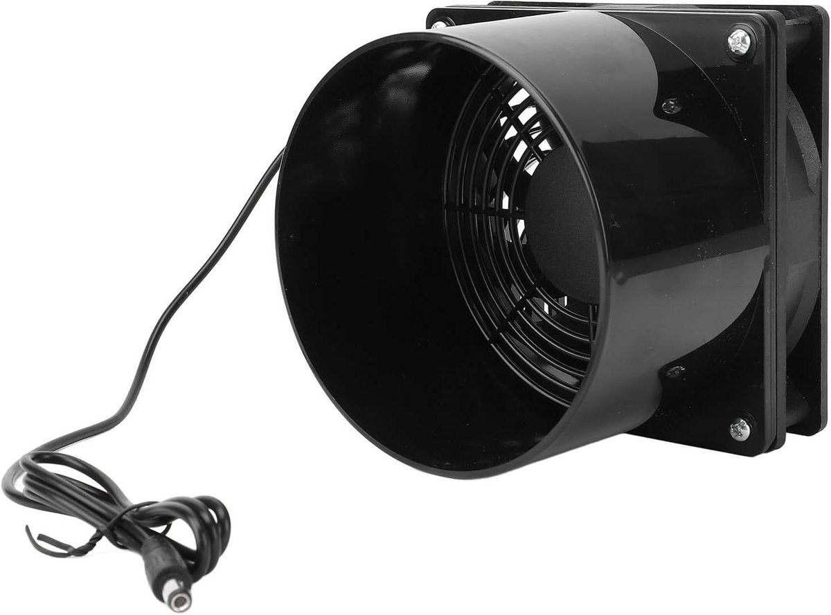 Afzuigventilator - Ventilator set - Schone lucht - Zonne-energie - 17x17x13 cm - Zwart