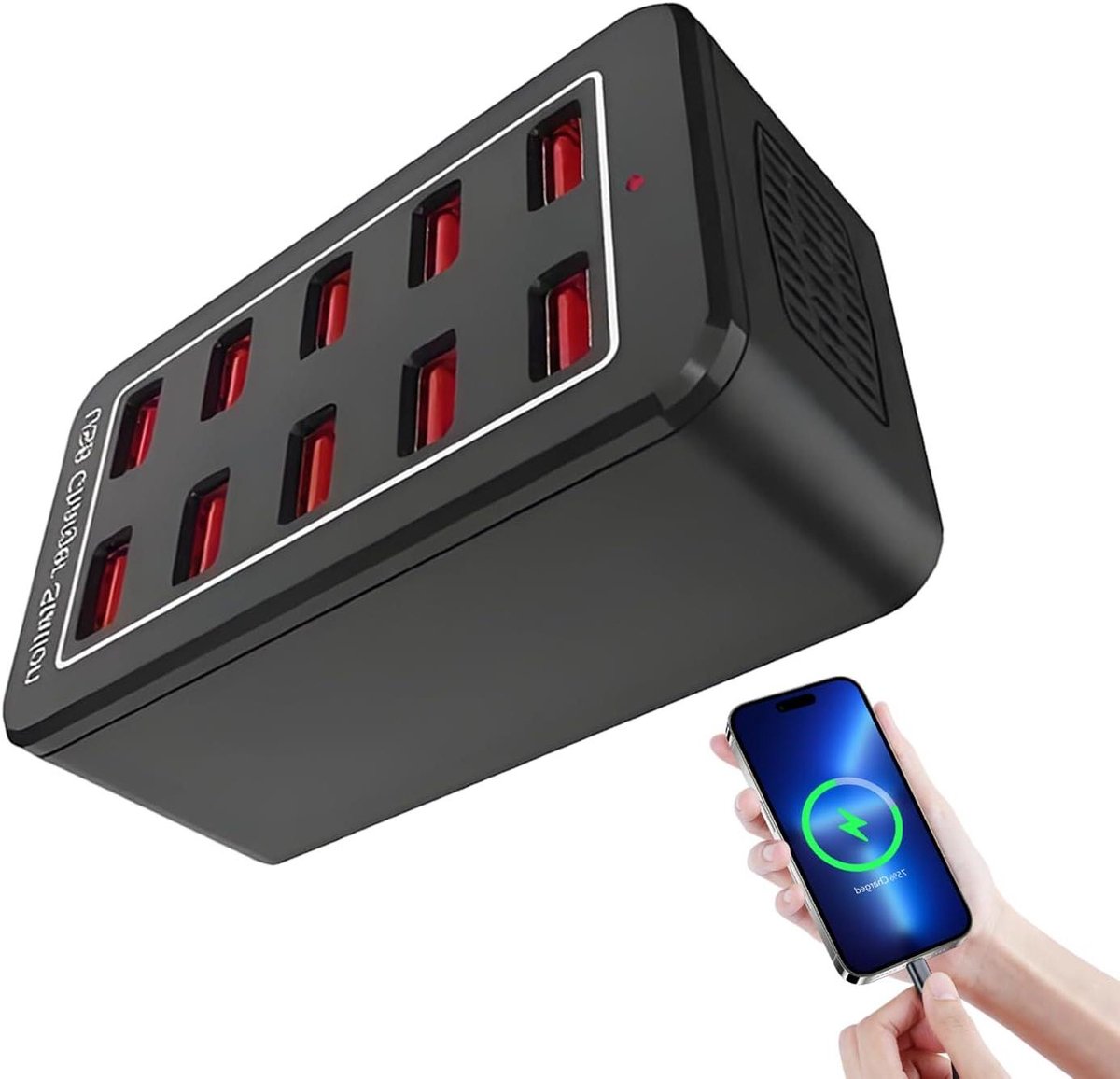 USB Laadstation - Multi Charger - Meerdere Apparaten Laden - 10 Poorten - 50 Watt - Zwart