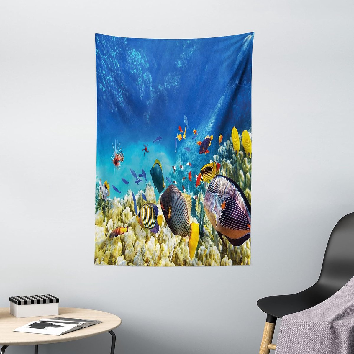 ABAKUHAUS Vistapijt, Oceaandieren, Woonkamer Slaapkamer Wanddoek Zijdezacht Satijn Wandtapijt, 100 x 150 cm, Meerkleurig