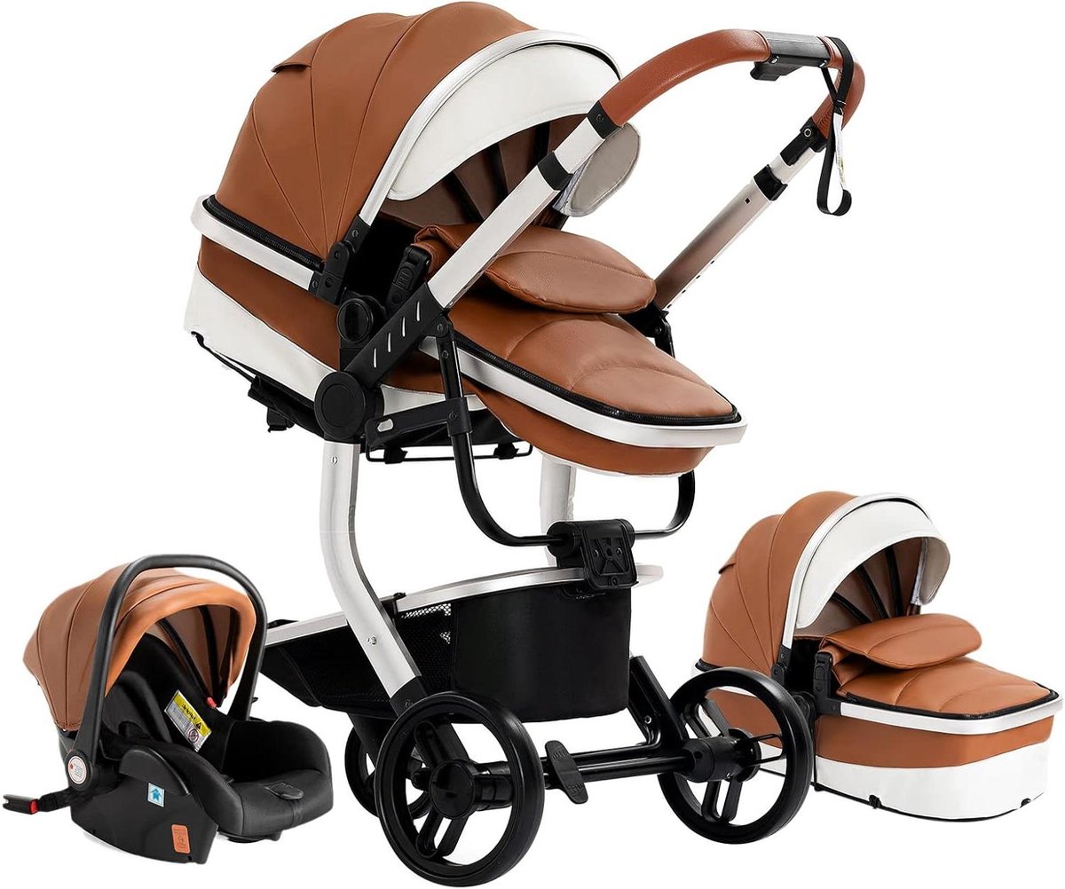 Reissysteem Baby - Kinderwagen Set - Veilig Vervoer - 3-in-1 Functionaliteit - Opvouwbaar - Kaki