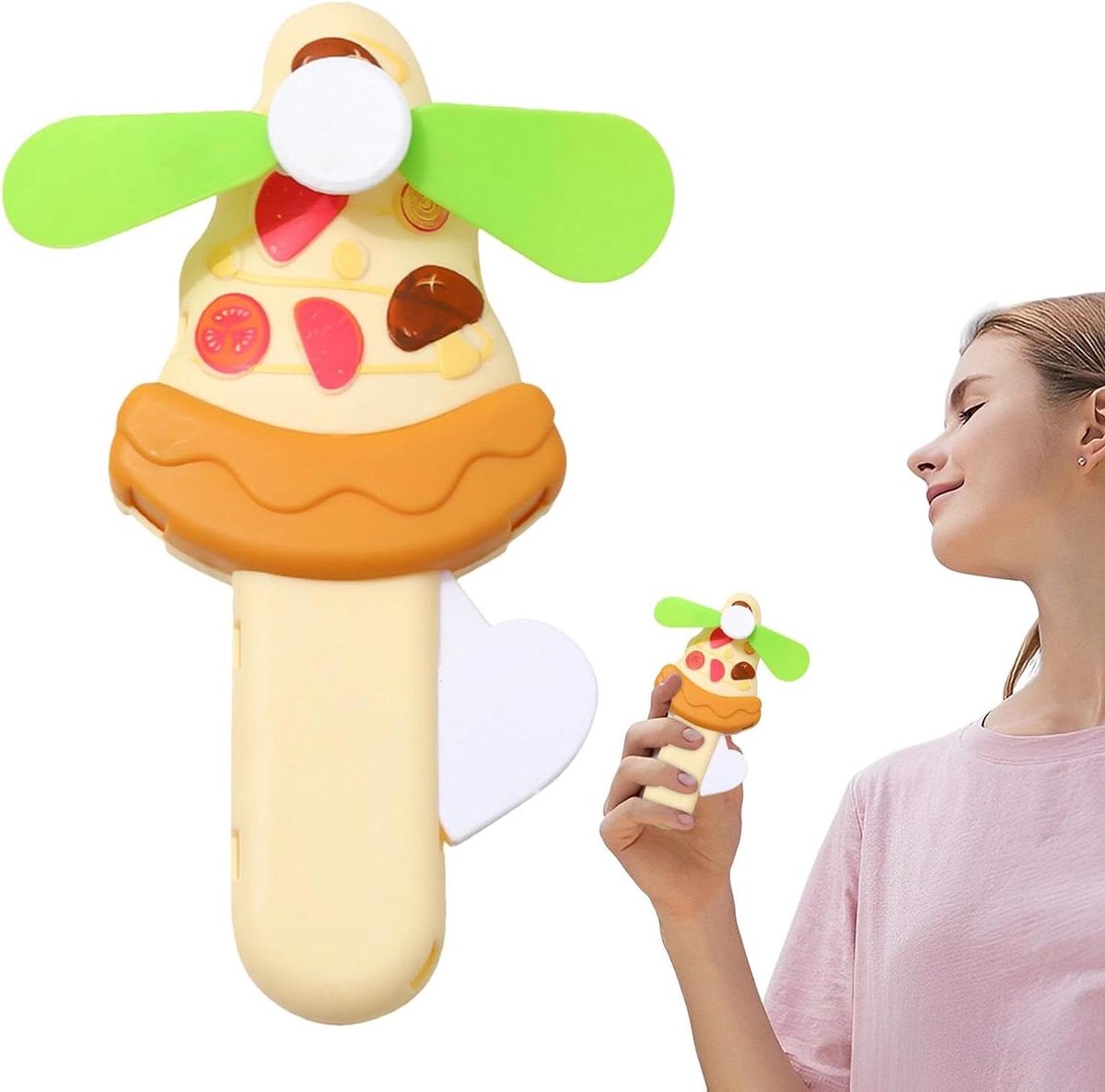 Handpers Ventilator - Persoonlijke Koeler - Frisse Lucht Genieten - Schattig Pizza Design - 5 x 8 x 5 cm