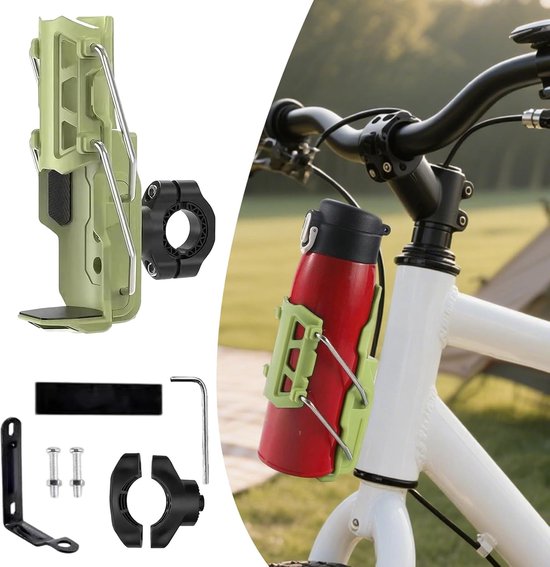 Fietsflessenhouder - Waterfles houder - Hydratatie tijdens rit - 360 graden rotatie - 6.5 x 9 x 21 cm - Groen — afbeelding 5