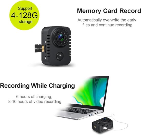 Mini Body Camera - Draagbare Recorder - Veiligheid Vastleggen - Bewegingsgevoelige Opname - 1080P HD - Zwart — afbeelding 5