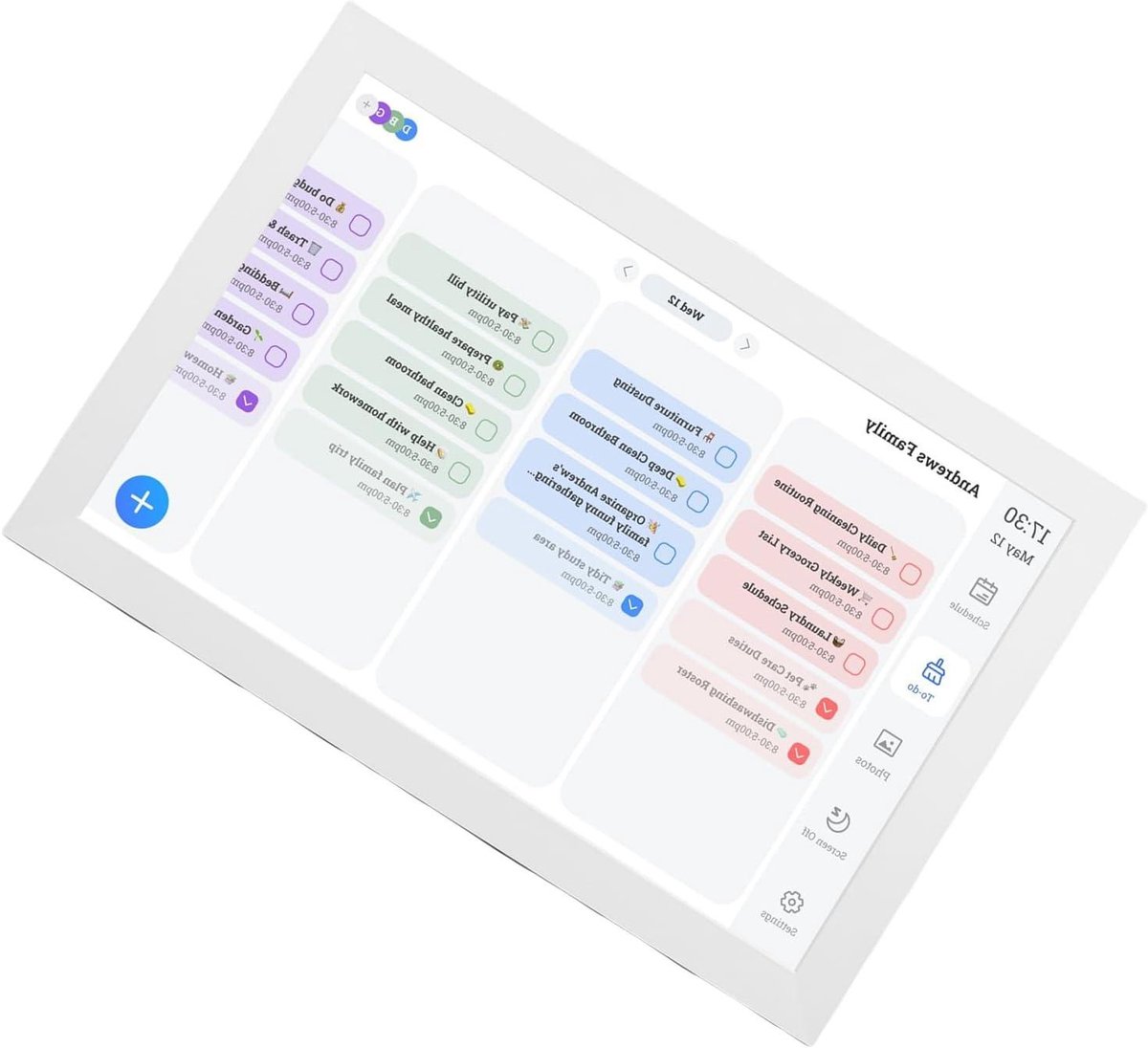 FTVOGUE 10,1 Inch Digitale Kalender Smart Family Planner Elektronische Organizer met Touchscreen WiFi Sync voor 1280x800 Resolutie Home Office Chore Chart