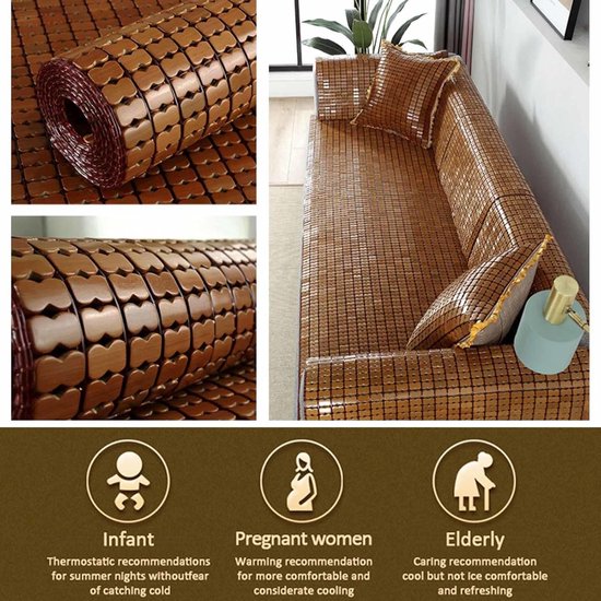 Koelmat Bamboe - Slaapmat Zomer - Koel slapen - Handgeweven Mat - 90x150cm - Natuurlijk — afbeelding 2