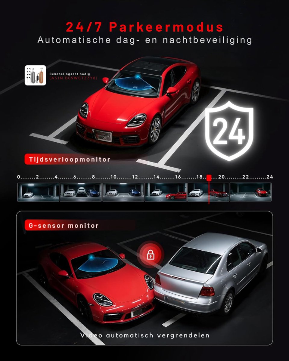 DnA® Dashcam - Dashcam Voor Auto - Dashcams - Dashcam Voor Auto Voor en Achter - Dashcam Draadloos - Zwart - 9cm x 4cm x 4cm – foto 6