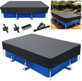 Zwembadafdekhoes - 300×205×30cm - met Bevestigingsmateriaal- Waterdichte & UV-bestendige Hoes voor Opzetzwembaden - Beschermt tegen Bladeren, Vuil en Regen, met Trekkoord - zwart