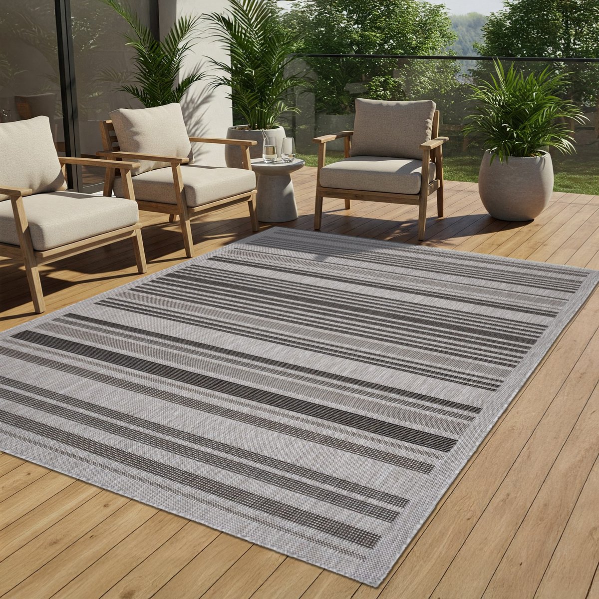 Tapiso Melissa Buitenkleed Buitentapijt Grijs Vloerkleed Binnen Buiten Kleed Tapijt Maat-