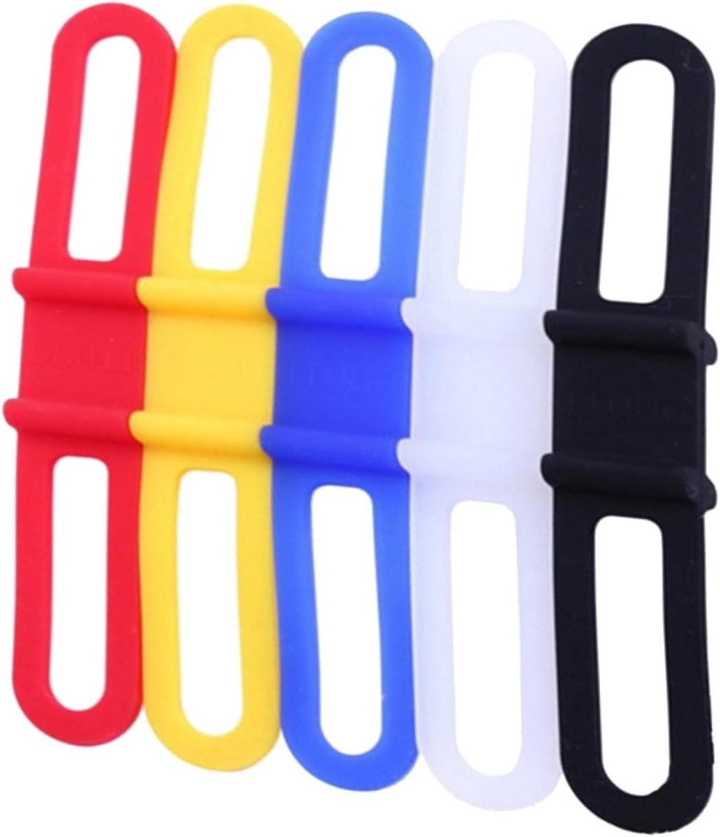 Fiets Accessoires Set - Bevestigingsbanden - Spullen Bevestigen - Sterk Siliconen Materiaal - 5 Stuks - Diverse Kleuren