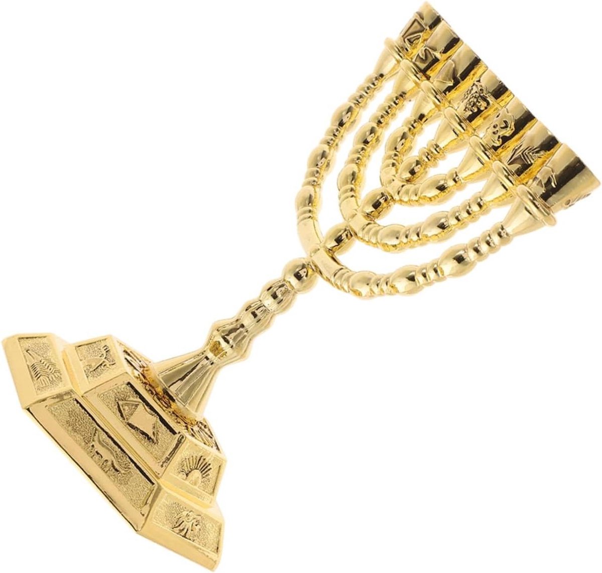 Kandelaar Metaal - Kaarshouder Ornament - Tafeldecoratie Creëren - 7-Takkig Ontwerp - 16 x 12 x 7 cm - Goud