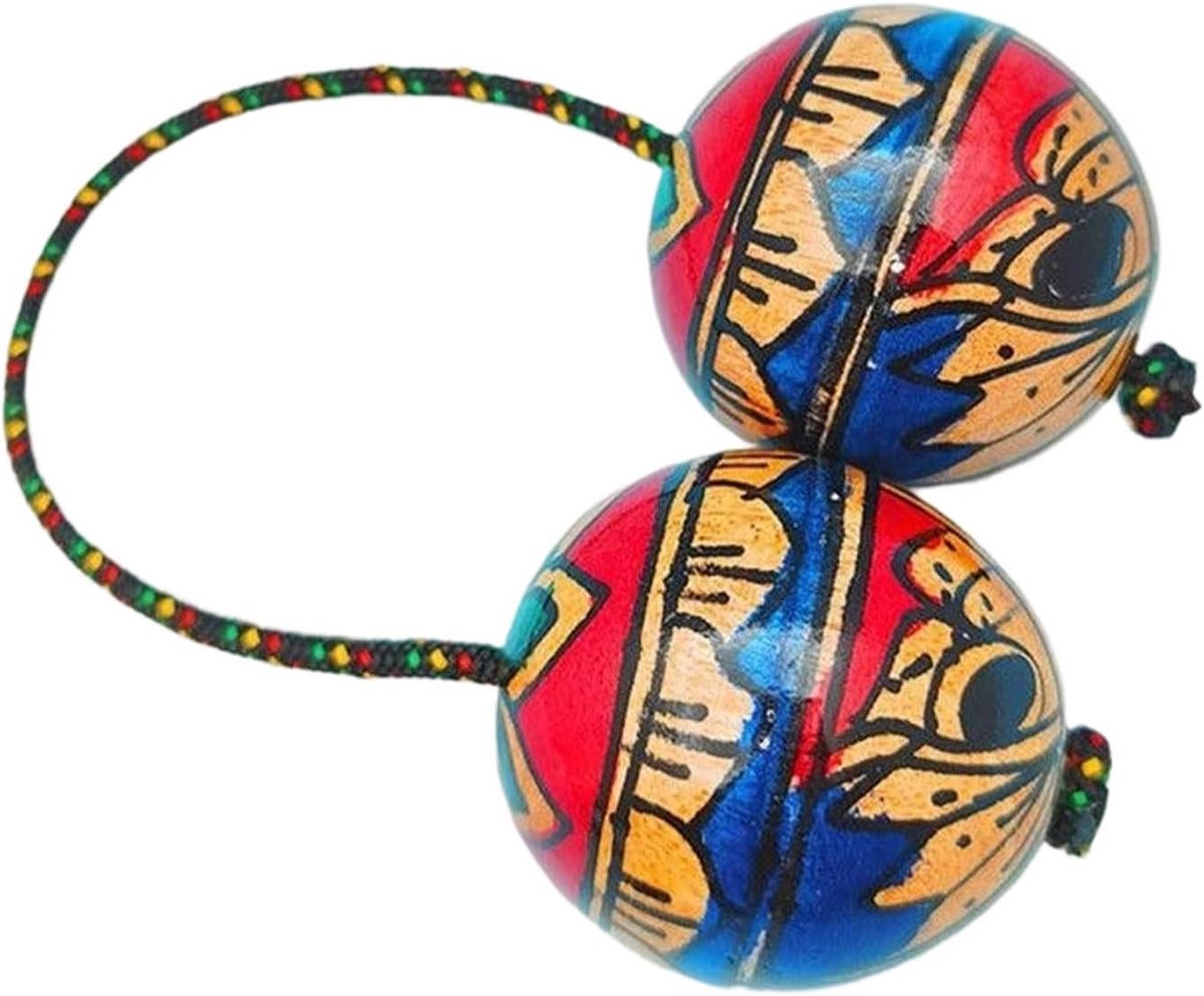 Percussie Instrument - Ritme Bal - Muziek Maken - Verstelbaar Koord - 5 x 4.8 cm - Houtkleur