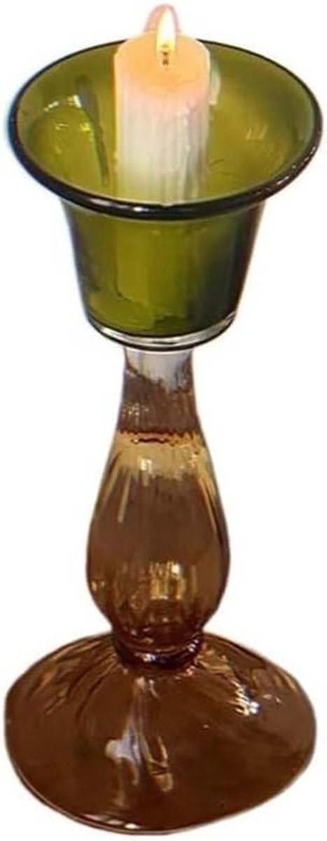 Kandelaar Glas - Kaarsenhouder Decoratief - Sfeer Creëren - Tijdloze Aantrekkingskracht - 10x10x10 mm - Groen