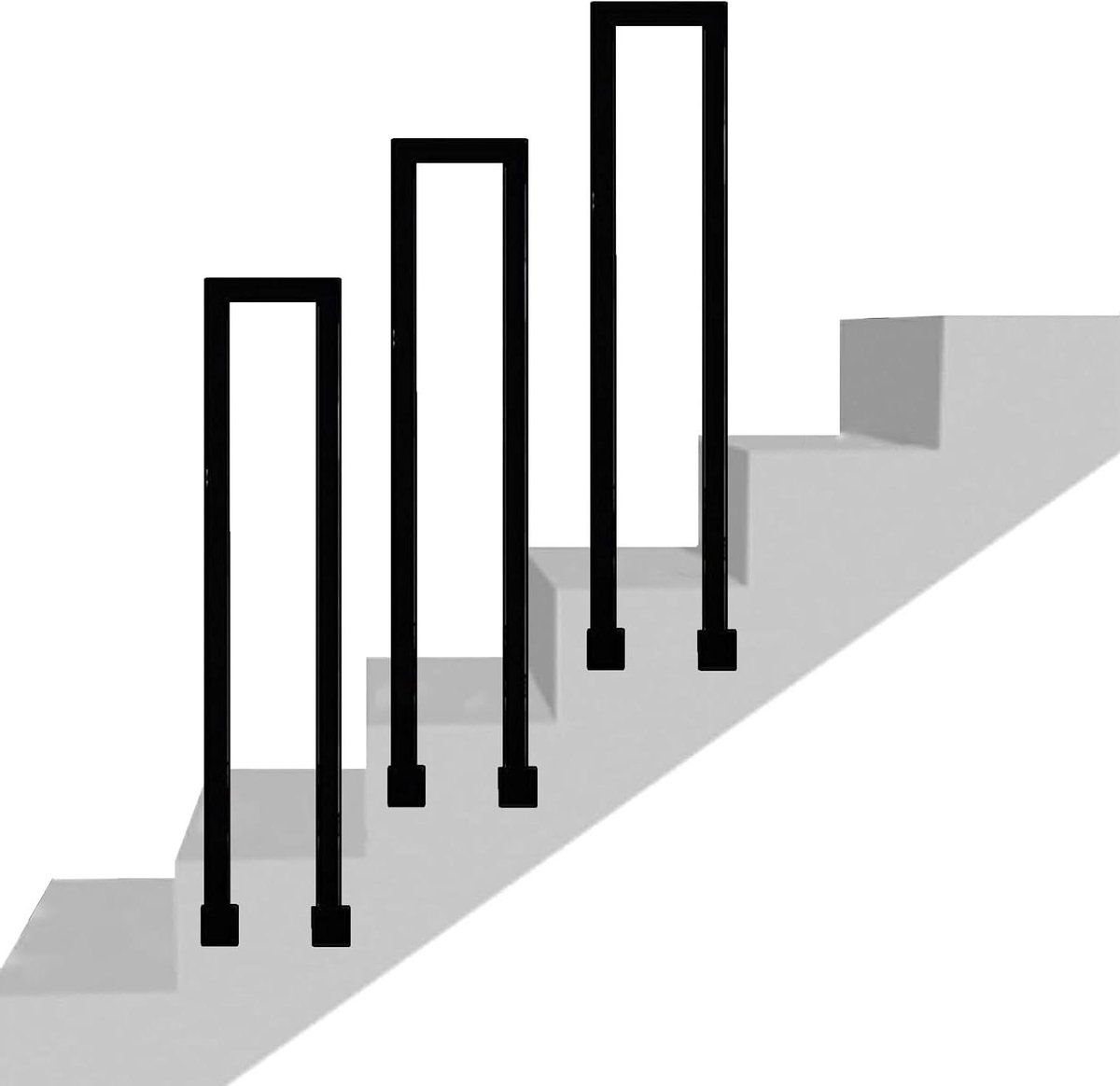 Trapleuning Buiten - Leuning Balustrade - Veiligheidsondersteuning Trap - U-vorm Smeedijzer - 50cm Lengte - Zwart