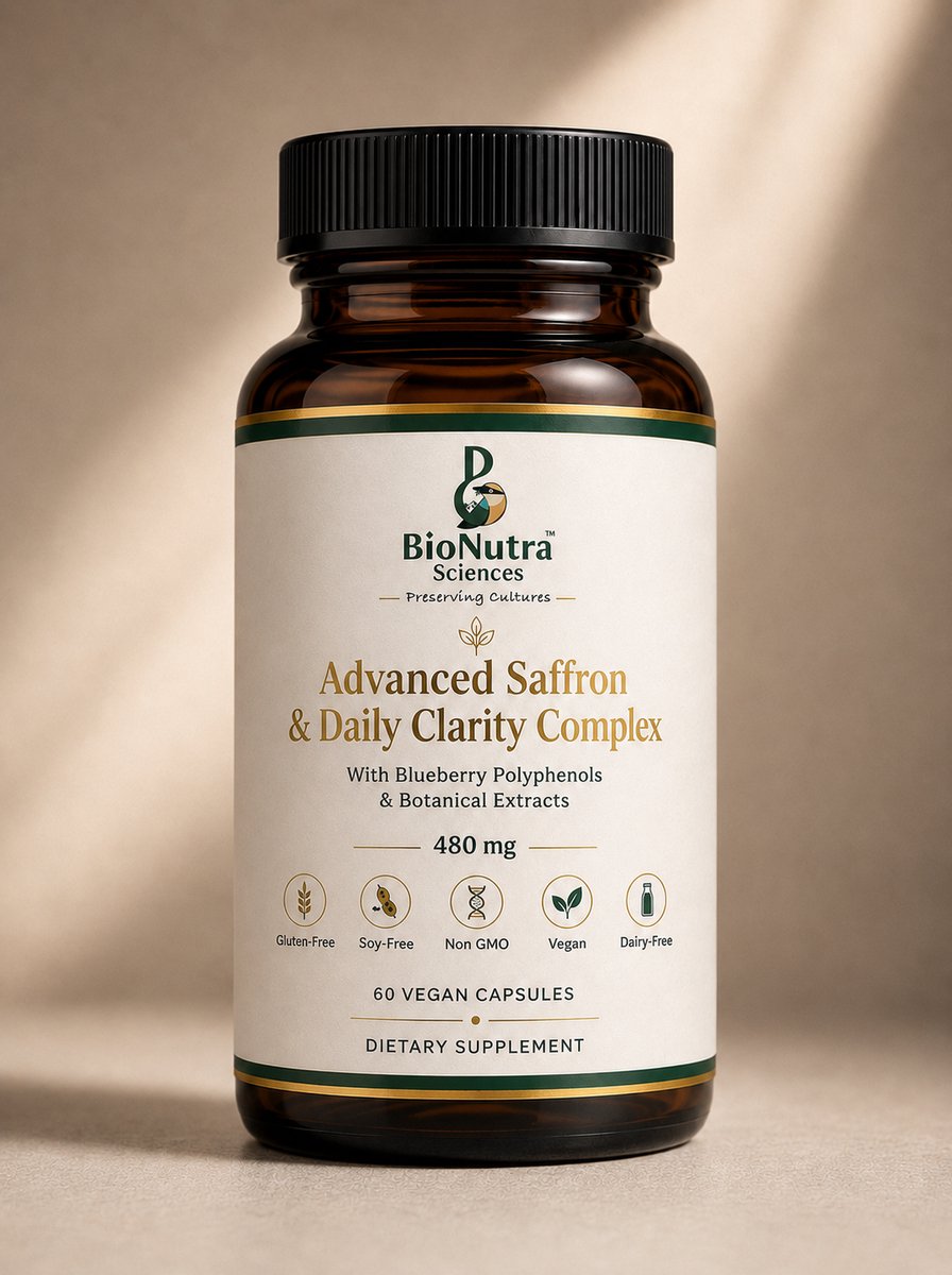 Advanced Saffron & Daily Clarity Complex-Vegan capsules | Structured Botanical Polyphenol System for Modern Cognitive Wellness & Daily Clarity Support-480mg