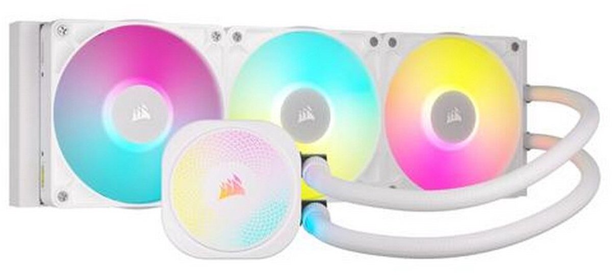 Corsair iCUE LINK TITAN 360 RX RGB wit - Vloeistofkoelsysteem voor processor, radiator 360 mm - voor Intel LGA 1871, 1700, AMD AM5, AM4 - 3x iCUE LINK RX120 RGB ventilatoren - inclusief iCUE LINK System Hub - koper, aluminium, wit
