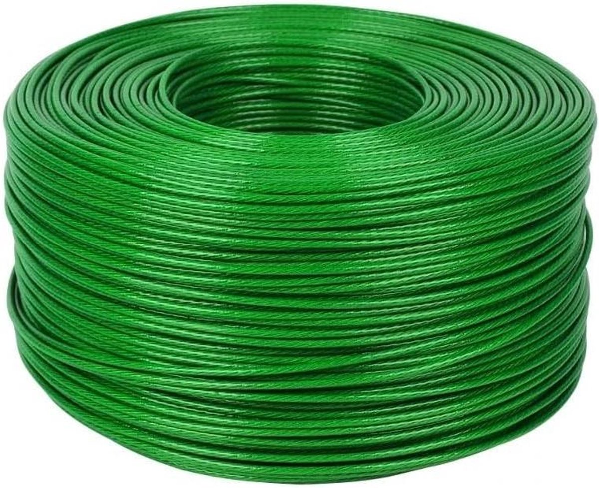 Draadkabel met pvc-kunststof gecoate draadkabel van roestvrij staal 304 met een diameter van 1 mm tot 5 mm na de coating in groene/rood/zwarte/transparante kleur, voor klimplanten