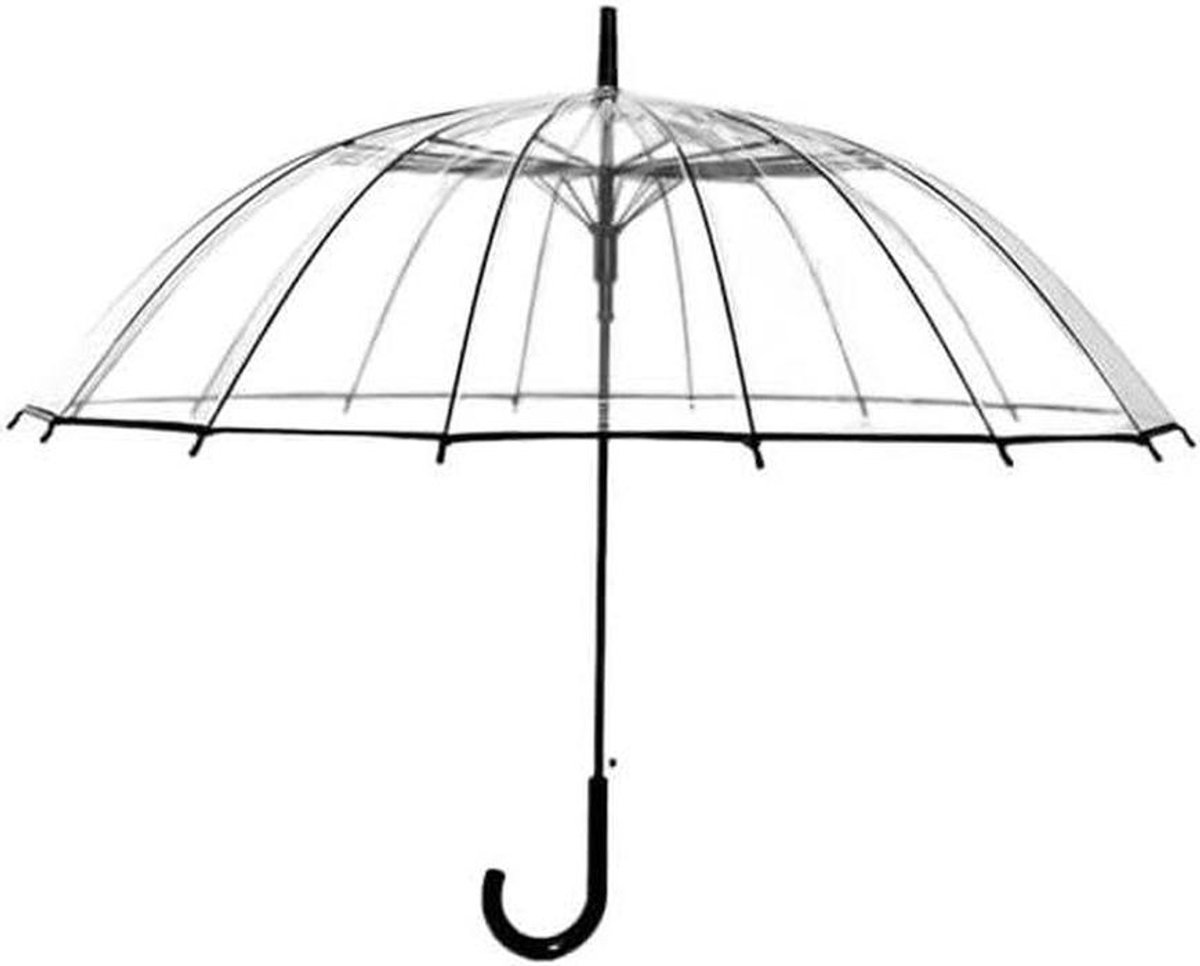 Transparante Paraplu - Paraplu Lange Steel - Bescherming Tegen Regen - 16 Stalen Botten - 23 inch - Transparant