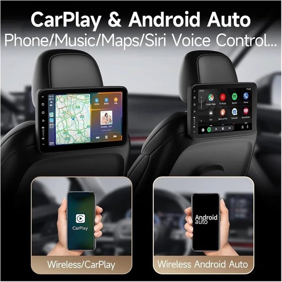 Auto Hoofdsteun Monitor - Achterbank Scherm - Reis Vermaak - Draadloos Connectie - 10.1 Inch - Zwart — afbeelding 2