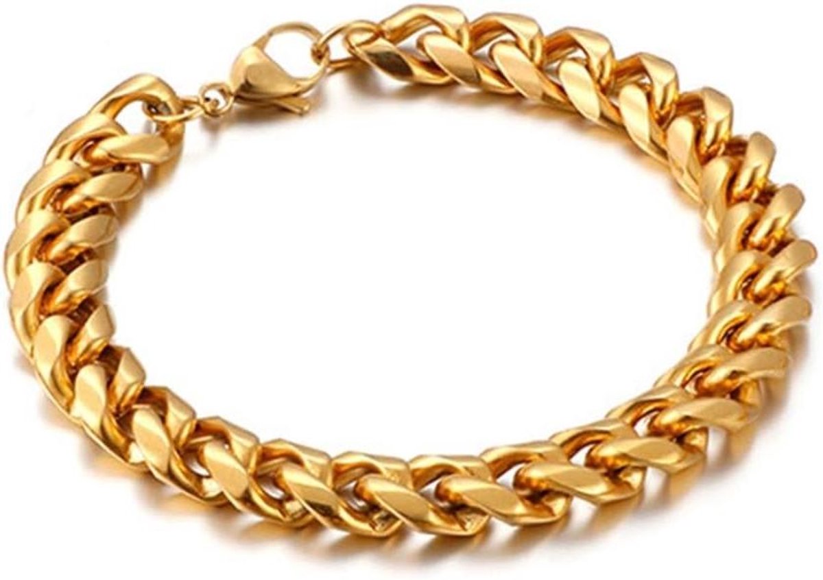 Heren Armbanden - Schakel Armband - Dagelijks Gebruik - Verstelbare Lengte - 19-23.5 cm - Zwart Goud Zilver