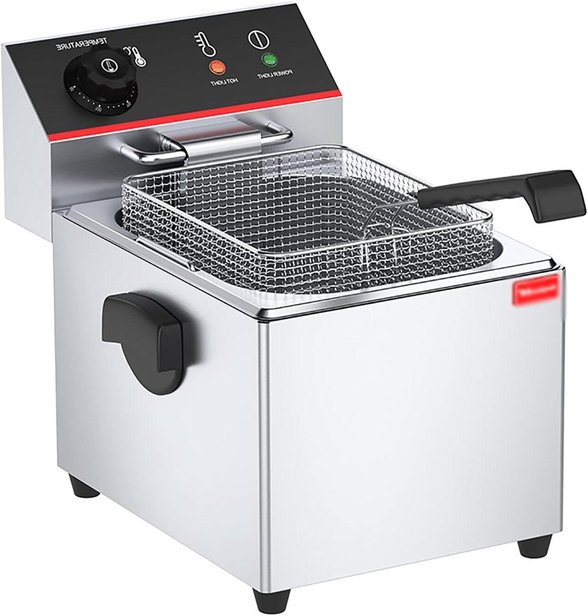 Elektrische Frituurpan - Professionele Friteuse - Commercieel Keukengebruik - Snelle Gelijkmatige Verwarming - 8 Liter Capaciteit - Zilver