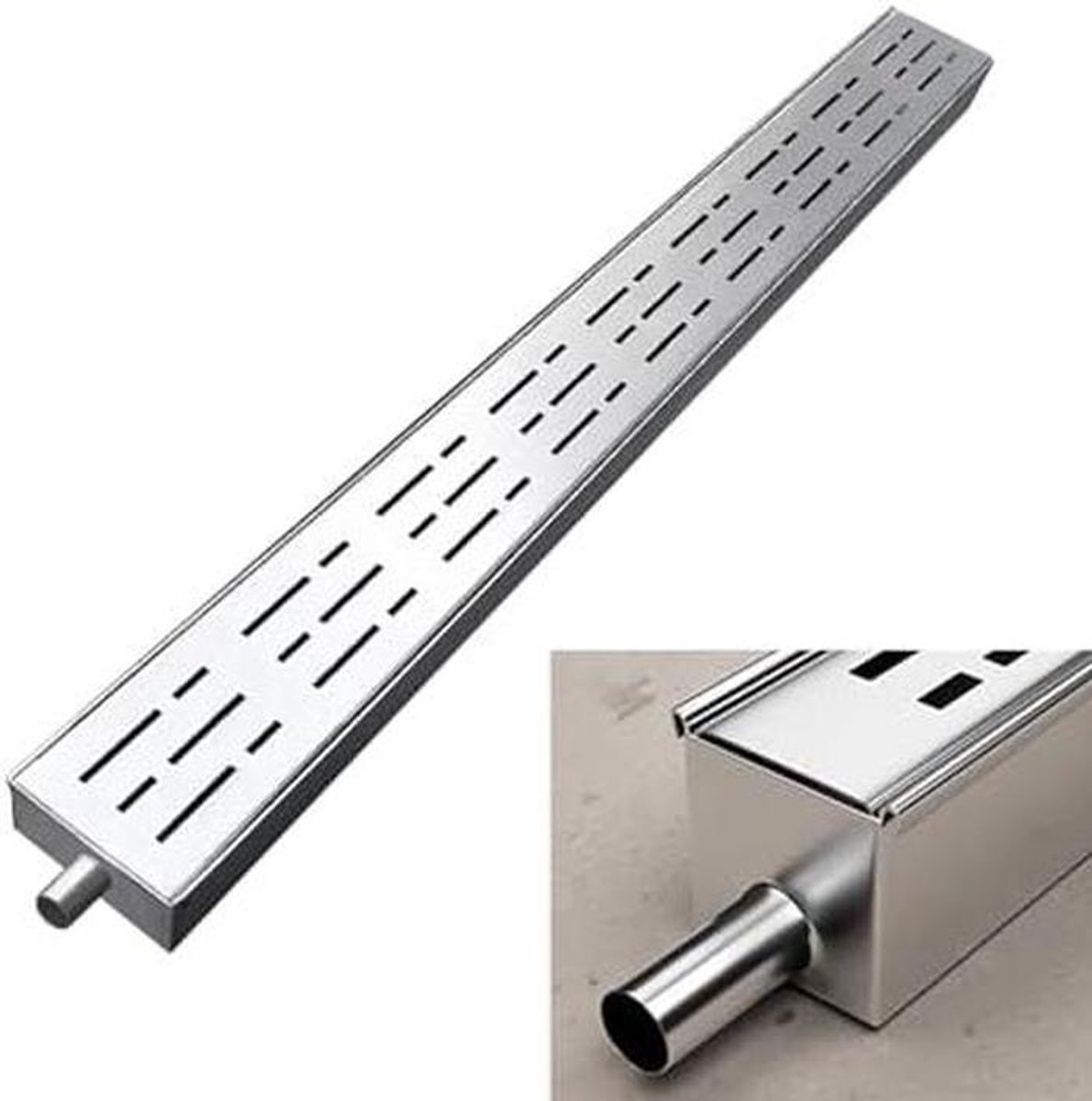 Afvoerset Roestvrij Staal - Wateraftaksysteem Oprit - Effectieve Drainage - Hoog Draagvermogen - 10 x 5 cm - Zilverkleurig