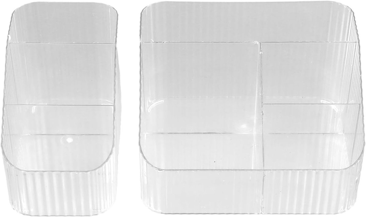 Transparante Make-up Organizer Set van 2 Stukken met 7 Compartimenten voor Badkamer en Kantoorgebruik