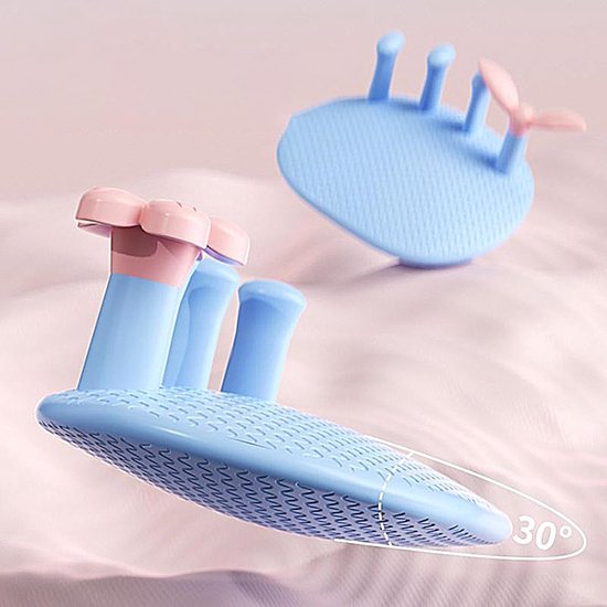 Paar Blauwe Voetboog Trainer met Roze Bloem/Propeller Detail, Ergonomisch 30° Ontwerp met Antislip Bodem, Voor Oefening en Correctie van Voetbalg en Beenlijnen — afbeelding 2