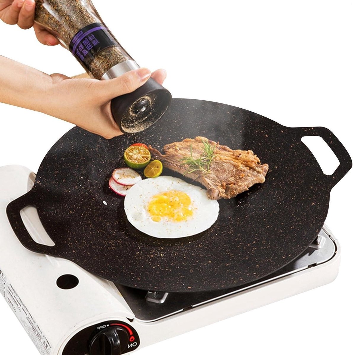 Grillpan Rond Inductie Bakplaat Binnen Koken Antiaanbaklaag Diameter 38cm Zwart