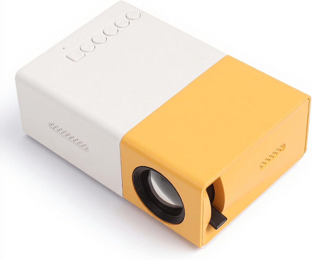 Mini Beamer-projector - Draagbare projector - Geschikt voor thuisbioscoop en buitengebruik - schermformaten van 20-60 inch, diverse aansluitmogelijkheden - geelachtig wit
