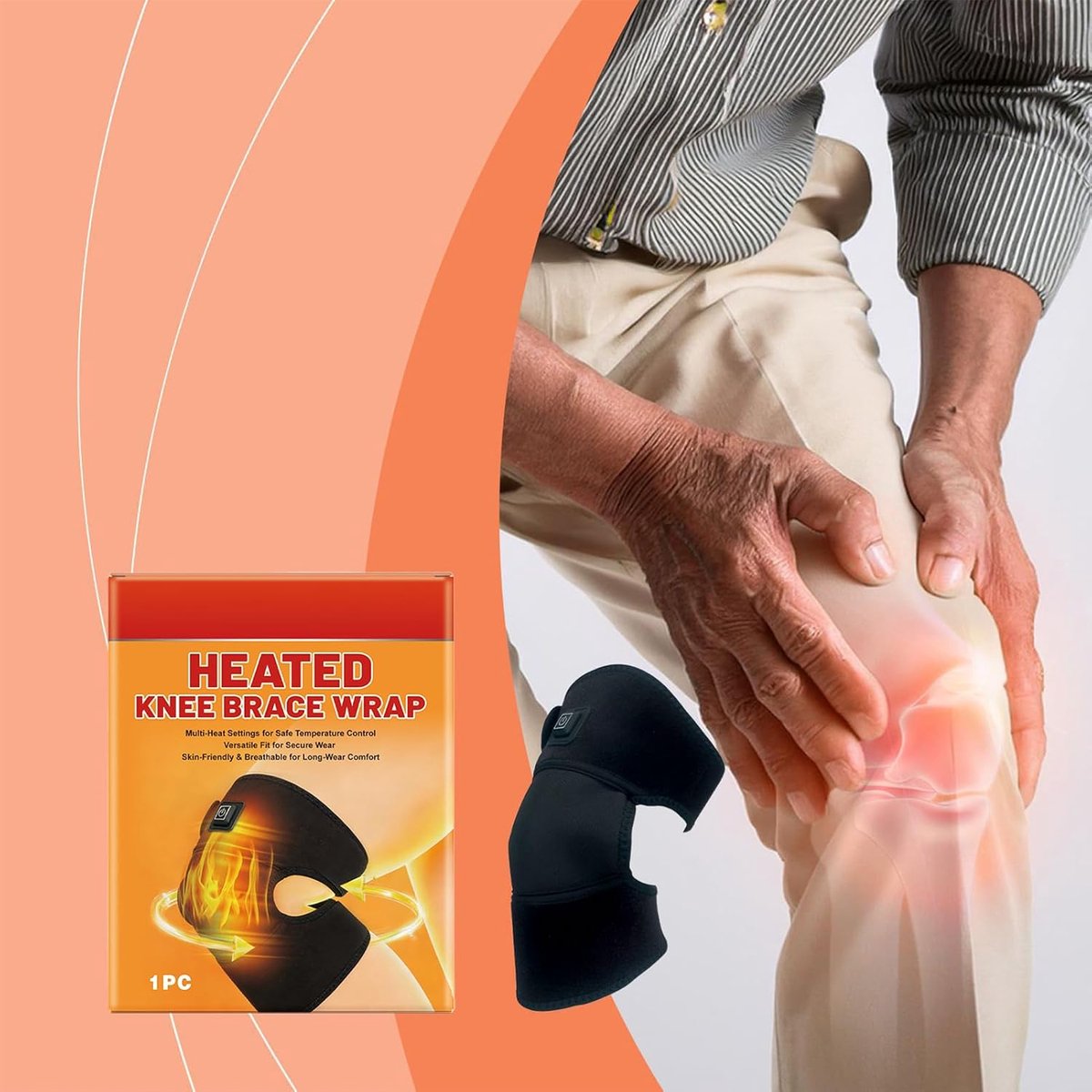 Verwarmde Knie Massager | Draagbare Verwarmende Knieband,2 Trillingsstanden Been Massage | Voor Mannen Vrouwen Senioren Winter Kou Verlichting — cadeau in Cadeau-ideeën - foto 2