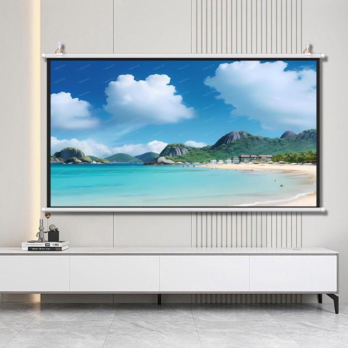 Projectiescherm - Filmscherm Beamer - Thuisbioscoop Creëren - Handmatig Neerklapbaar - 72 Inch 16:9 - Wit