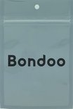 Grijze, transparante plastic verpakking met 'Bondoo' logo.
