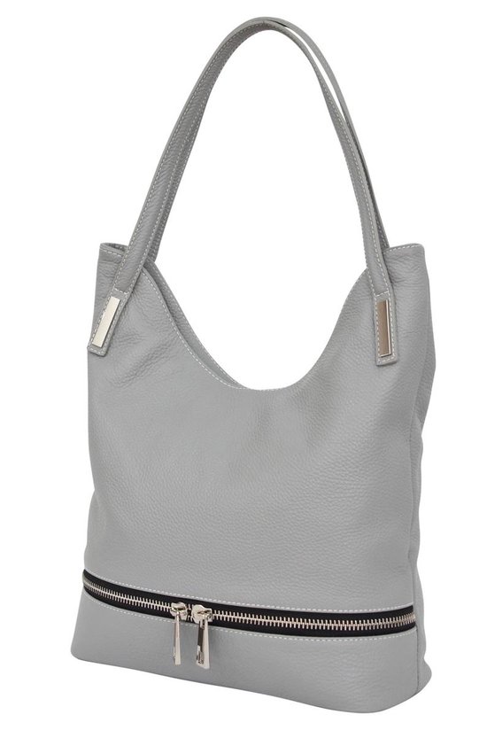 AmbraModa GL35 handtas, schoudertas, schoudertas voor dames, echt rundleer, generfd, Bruin