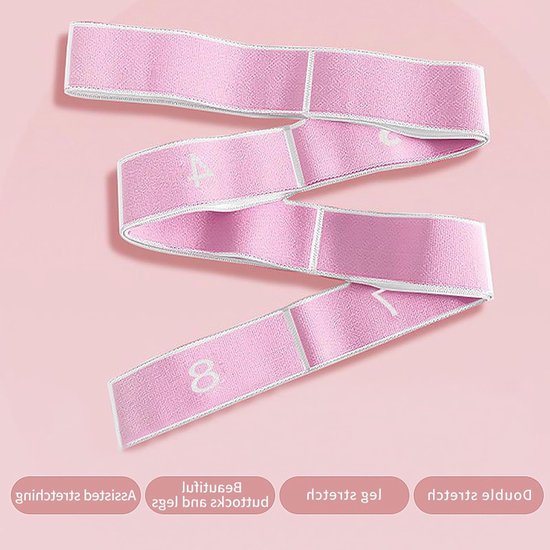Verstelbare Yoga Strap en Fitness Bands met 8 Ringen voor Effectieve Training en Pilates Oefeningen (Roze) — afbeelding 2