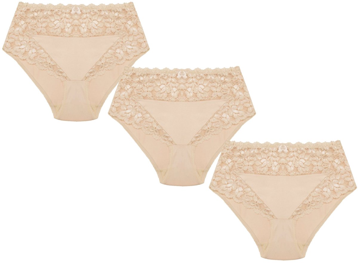 3-Pack Dames tailleslips JC met kant H805 Huid - Maat XL