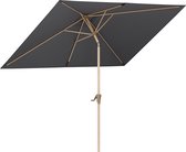 LifeGoods Parasol - Tuin - 268x178cm - 30° Kantelbaar - Waterdicht - UPF50+ - Houtkleurige coating - Donkergrijs