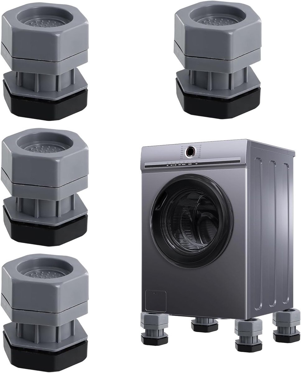 4 Stuks Vibration Dampers voor Wasmachine - Antislip Voetpads, Verstelbare Hoogte, Geluiddemping en Stabiliteit