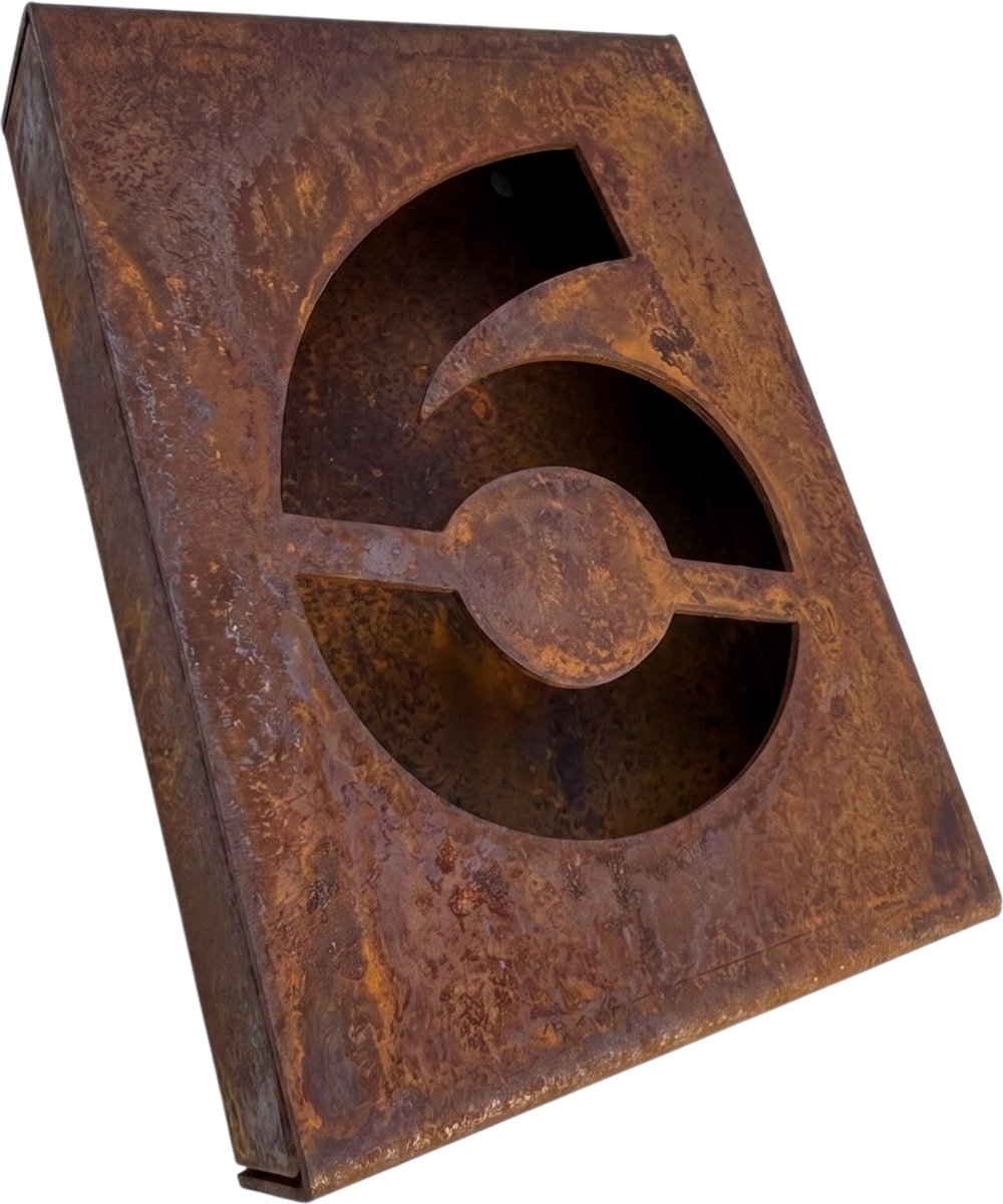 Huisnummerbord BLOQ - Cijfer: 6 - Cortenstaal - 3D effect