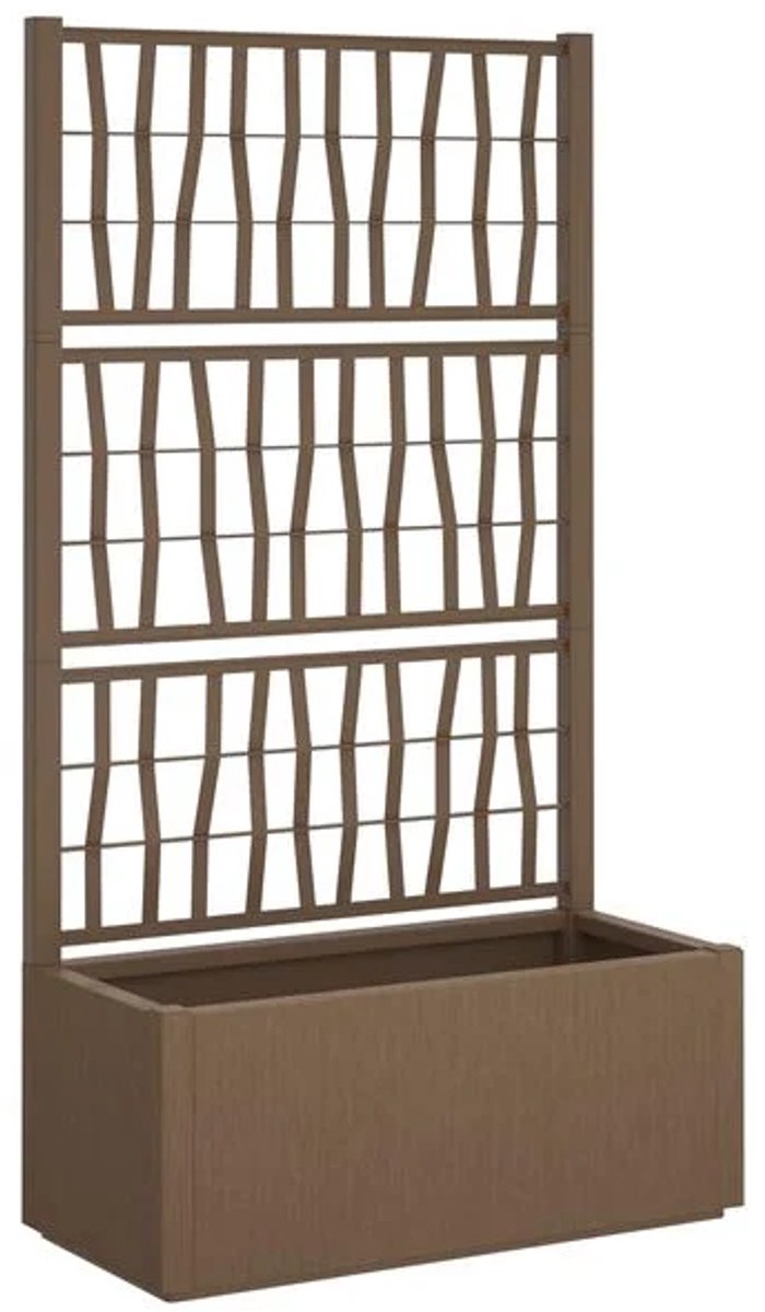 Plantenbak met klimrek - Bloembak - Weerbestendig - Met trellis - Buiten - Plantenrek - Bruin