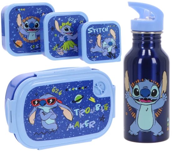 Lilo & Stitch Lunchset 5-delig - Aluminium drinkfles - Lunchbox - 3 snackboxen van Merkloos — afbeelding 5