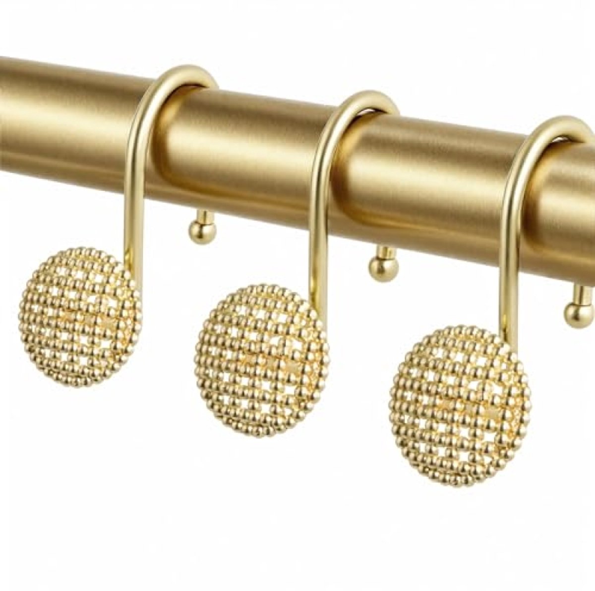 PromoHome Douchegordijnhaken Set 12 Stuks - Metalen Gordijnringen met Haken voor Badkamer - Goud - Eenvoudig te Installeren - Stevig & Duurzaam