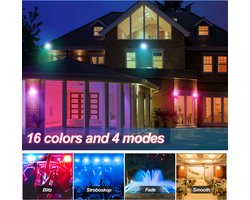 Merkloos LED Buitenlamp met afstandsbediening - Breedstraler Floodlight - RGB LED schijnwerper voor binnen- en buitengebruik, tuinen, terrassen, gangen - 30W