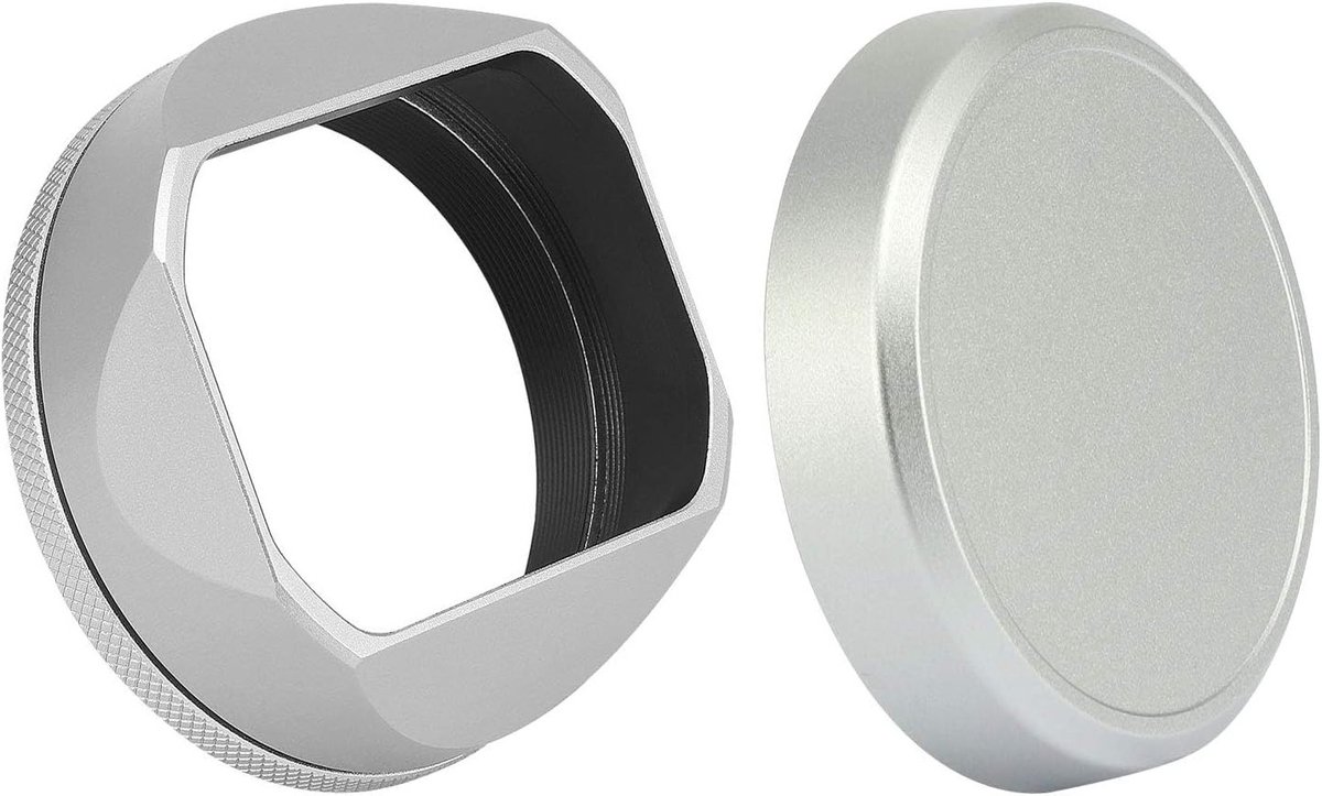 Vierkante metalen lenskap voor Fuji X100VI, X100V, X100F, X100S, X100T en X70 camera's - Inclusief 49mm adapterring en extra lenskap voor optimale bescherming en beeldkwaliteit