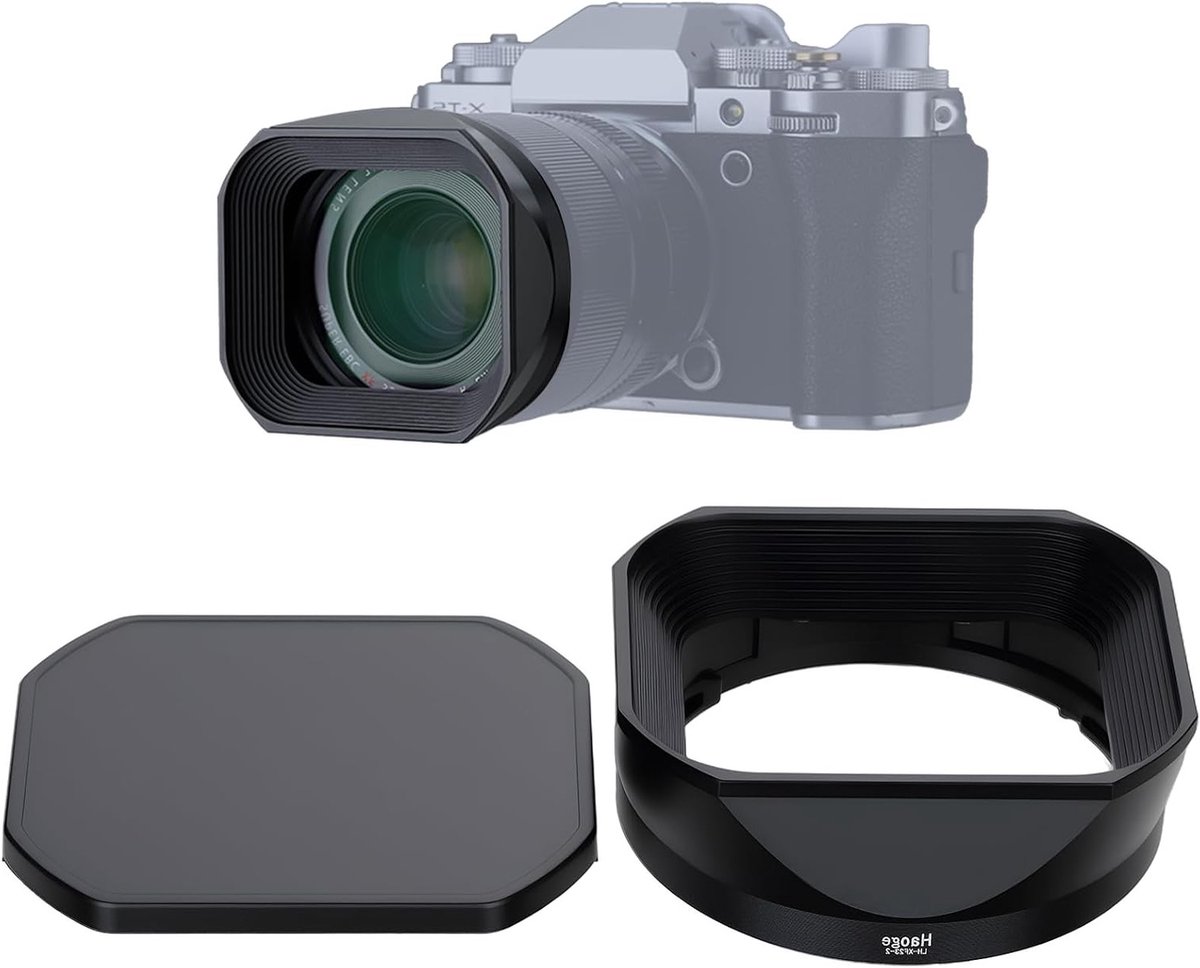 Metaal vierkante lenskap voor Fujifilm lenzen, geschikt voor XF 16-50mm, XF 33mm en XF 23mm, bescherming tegen licht en schaduw, ideaal voor XT5, XT4 en XH2 camera's.