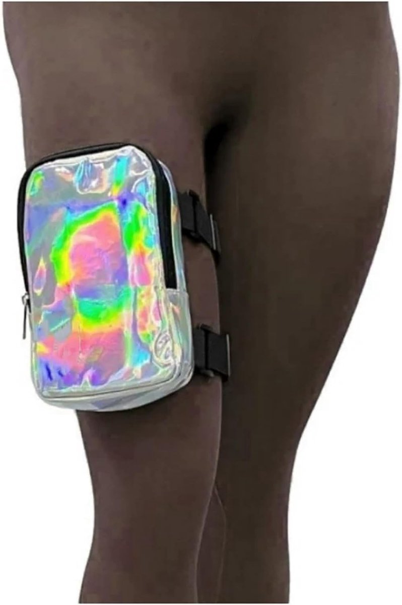 VHV-Heuptas - Beentas - Heuptas dames - Festival tasje - Holografisch - Verstelbare banden - Voor wandelen, reizen en sporten - Kleurrijk - Zilver