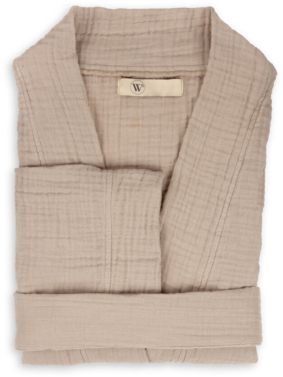 Walra Spring Badjas | L/XL | Licht Mousseline Katoen | Taupe