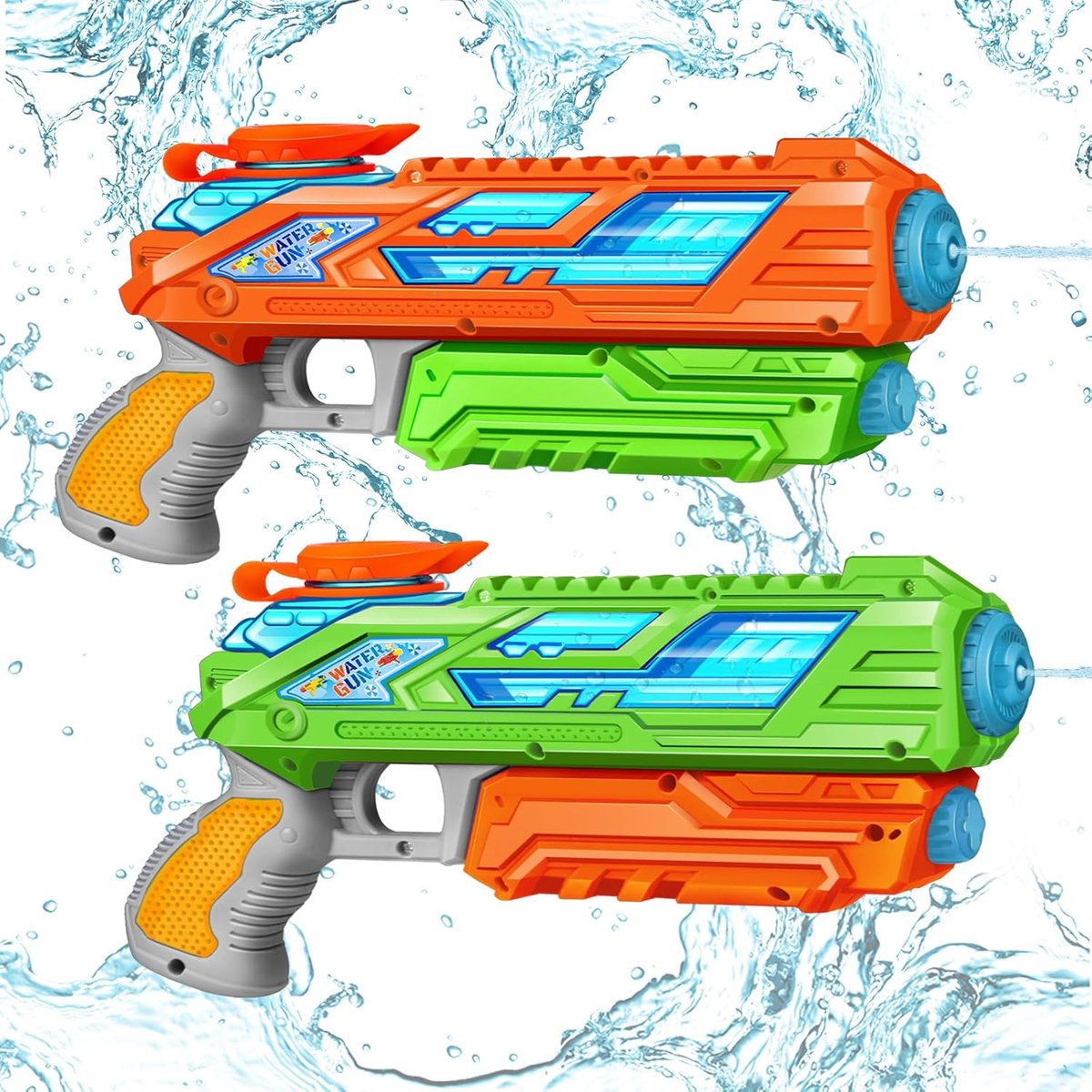 Waterpistool Kinderen - 2 Stuks - van 3-60 Jaar - Waterpistooltjes Klein - Watergeweer - Waterblaster - Watergevecht - Buitenspeelgoed - Zomerspeelgoed - Waterspeelgoed - 280 ml - Groen/Oranje - van Imperatoris