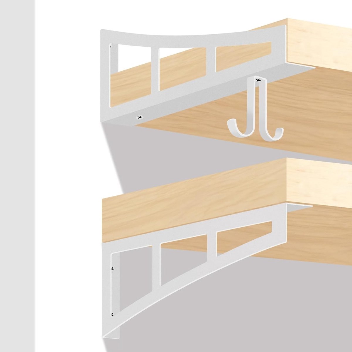 Hoekplank voor Zware Lasten, 25 cm, Draagvermogen 136 kg, Wit, Rustiek, Industrieel, Onzichtbare Wandmontage, Set van 4, Perfect voor Opbergruimte en Decoratie